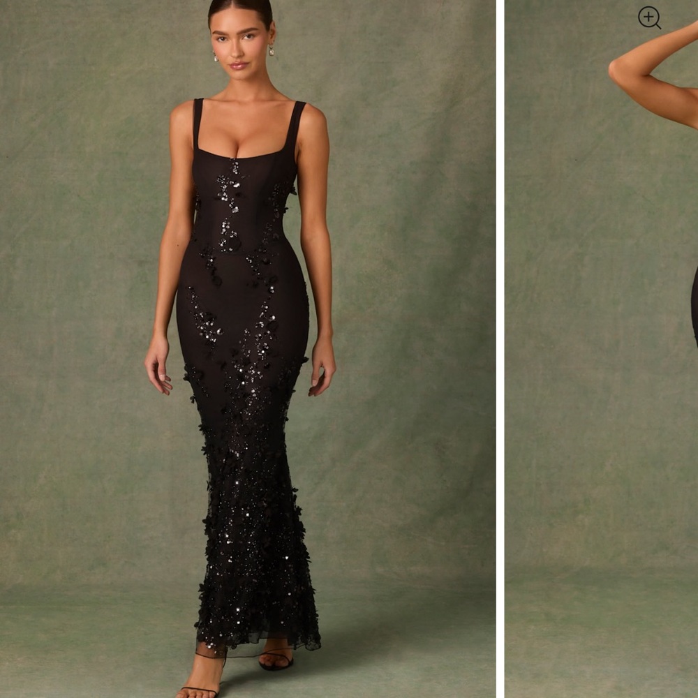 Embellished Fishtail Corset Black Gown